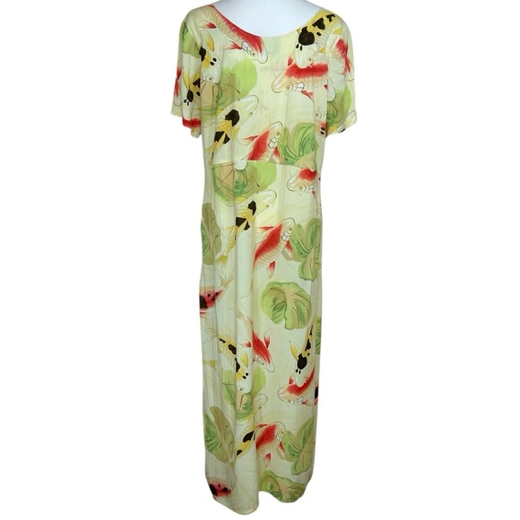 Vintage Jams World Maxi Koi Pond Fish Print Dress Hawaiian Womens Large W370-KOI - Picture 7 of 15